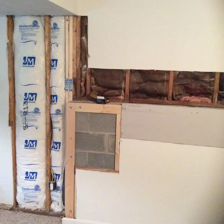 Wall insulation replacement during Basement Flood Cleanup in Humboldt
